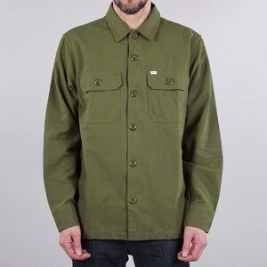 OBEY Ideals Organic Field Woven Men’s Long Sleeve Shirt in Army Green